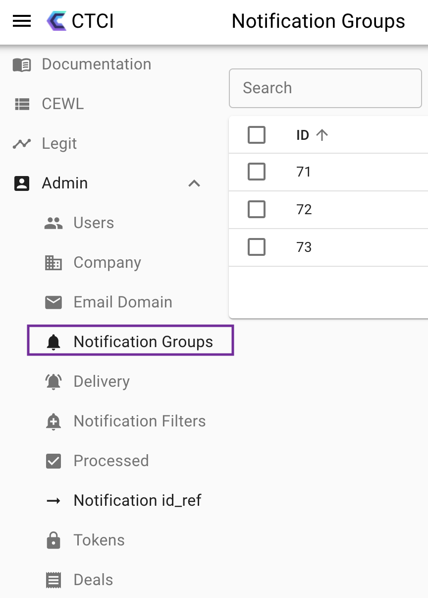 Notification Group menu option